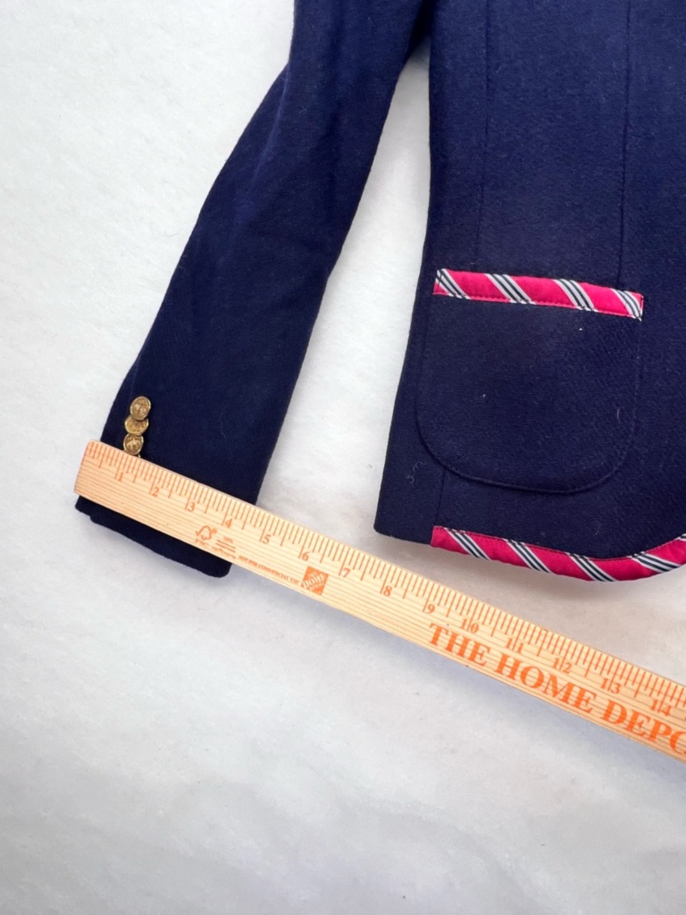 346 Brooks Brothers Womens Wool Striped Trim Blazer Jacket Navy Red Size 4 P - Picture 9 of 15